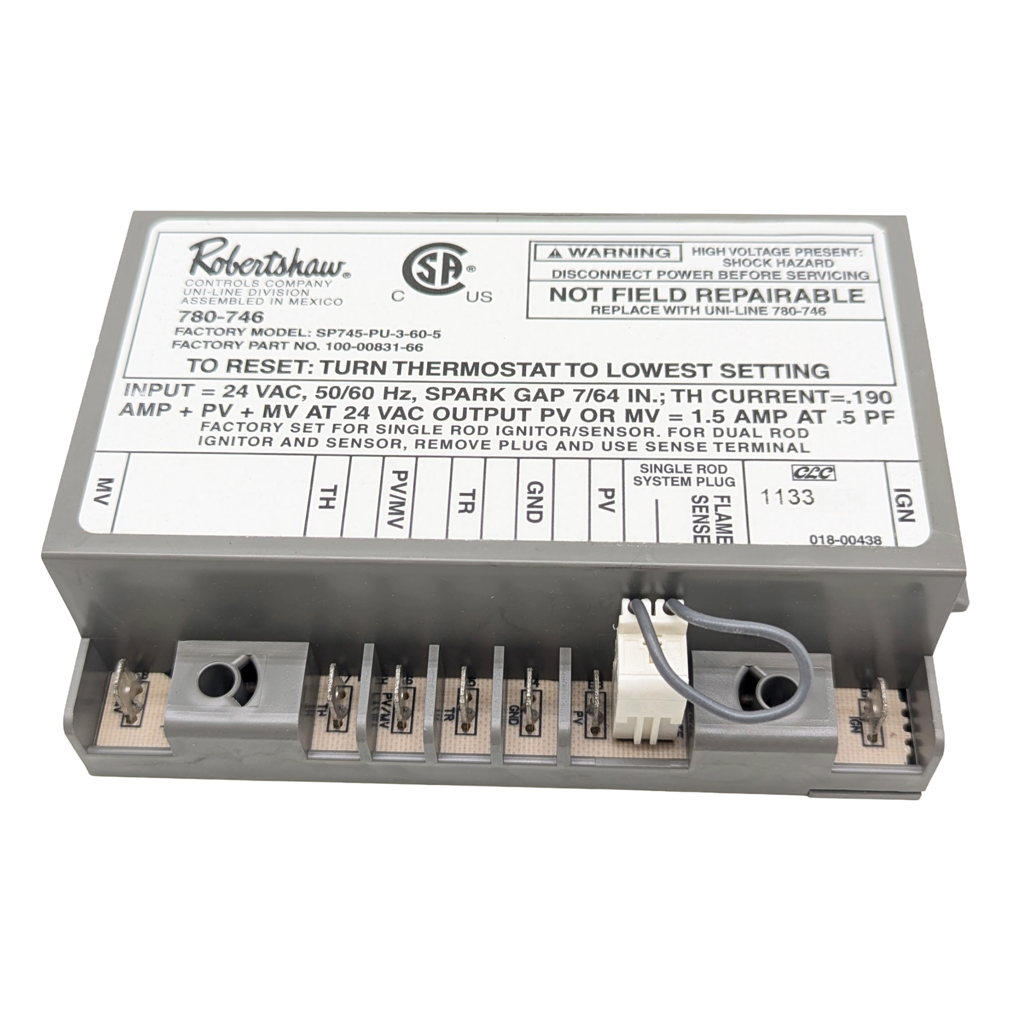 Kit Universal Ignición Piloto Intermitente Lockout 24VAC - Reemplazo Honeywell S860 - Robertshaw